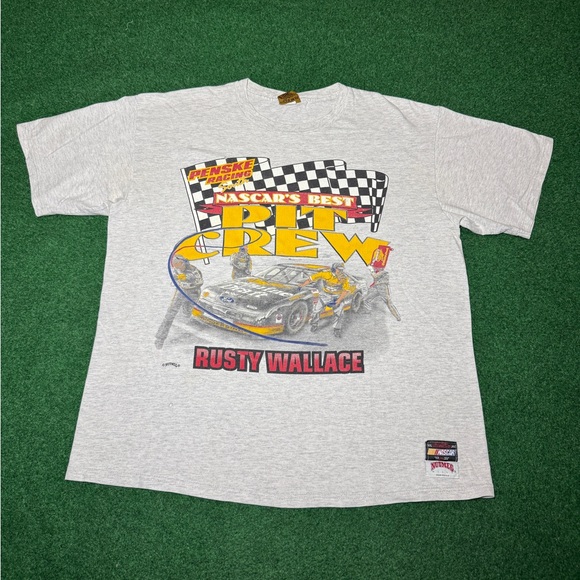 Vintage 90s Rusty Wallace Pit Crew Nutmeg Nascar Graphic XL T Shirt - Picture 1 of 8